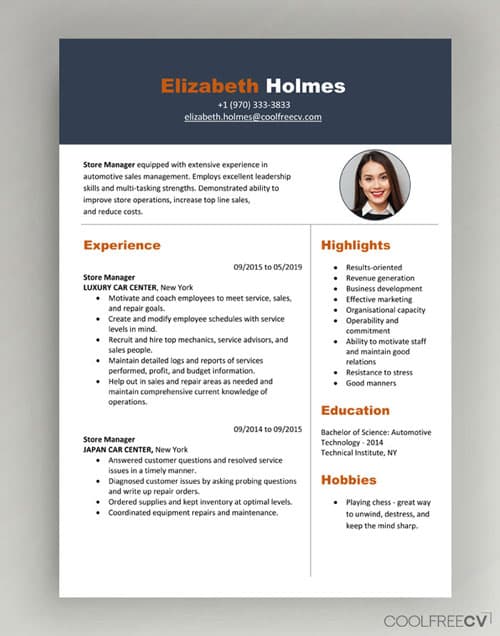 CV Hiện Đại Có Ảnh